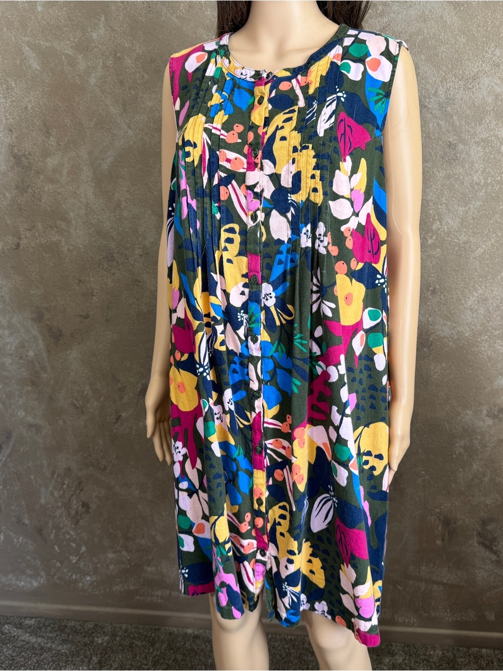 ST JOHN BAY Cotton Sleeveless Floral Multicolor Floral Print Shift Dress Sz XXL